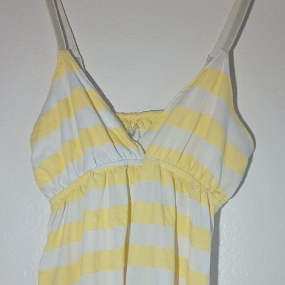 Blu Chic Lounge Butter Yellow Stripped Tank Top Women's Sz Medium Y2K Lace Trim - Picture 5 of 8